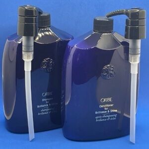 Oribe Brilliance and Shine Shampoo and Conditioner 33.8 Oz with Universal Pumps